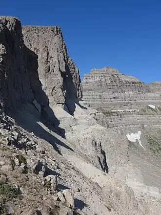 Der Buffalo Fork Peak (rechts) mit dem Verbindungsgrat zum Breccia Peak (links)