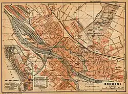 Verlag Karl Baedeker: Bremen&nbsp;/ Bremerhaven Stadtplan 1910