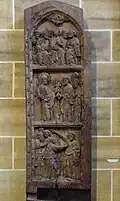 oben: Pfingstwunder Mitte: Schlüssel an Petrus unt.: ungläubiger Thomas