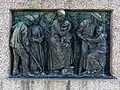 Bronze Relief im Denkmalsockel von Johann Peter Hebel