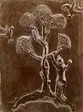 Baum mit Bär und Vögeln