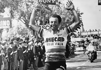 Der Italiener Bruno Zanoni feiert seinen Etappensieg auf der 11. Etappe von Terni nach Assisi