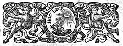 Vignette von Johann Michael Funcke mit dem Spruchband Soli Deo Gloria um 1715.