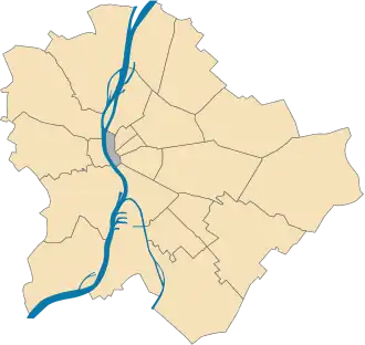 Lage des V. Bezirks in Budapest