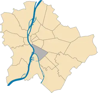 Lage des IX. Bezirks in Budapest