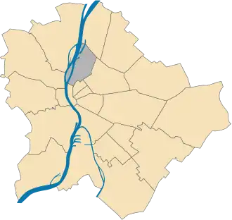 Lage des XIII. Bezirks in Budapest