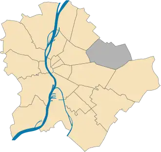 Lage des XVI. Bezirks in Budapest