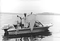 Einsatz eines Planktonnetzes am Großen Stechlinsee, 1984