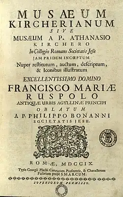 Musaeum Kircherianum, 1709