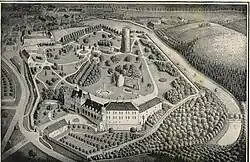 Burgen zu Alvensleben, vorn die Veltheimsburg, im Hintergrund Bergfried der Bischofsburg (Anco Wigboldus 1937)