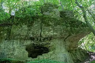 Bild 4: Höhle und Abri an der Westseite der Kernburg (Juni&nbsp;2015)