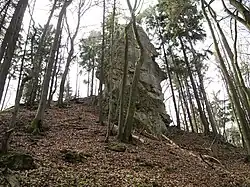 Bild 4: Der Felsturm an der Ostseite des Burghügels