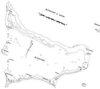 Das Butaritari-Atoll und ein Teil von Makin (oben rechts)