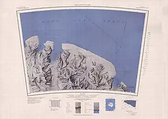 Kartenblatt SHACKLETON GLACIER von 1965 mit dem Nordteil des Shackleton-Gletschers in der Westhälfte der Karte