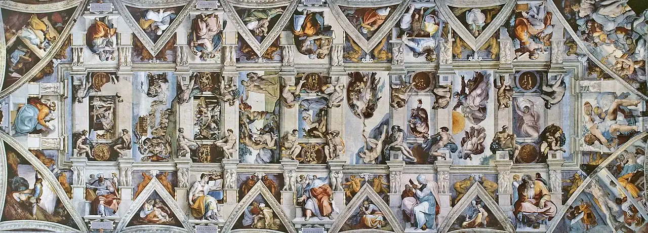 Sixtinische Kapelle in Rom (Deckenfresken – Gesamtansicht)