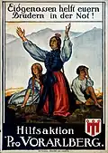 Vom Schweizer Maler Jules Courvoisier gestaltetes Werbeplakat für das Komitée ‚Pro Vorarlberg‘ auf Deutsch …