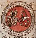 Allianzwappen Eisenberger und Gans von Otzberg in der Chronik Eisenberger