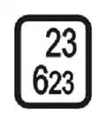 Metertafel: Die obere Zahl gibt den Ki­lo­me­ter, die un­tere den Meter an.[5]