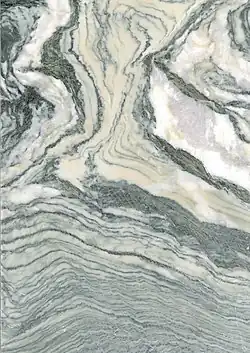 Cipollino Damascato, Silikatmarmor, Stazzema/Lucca in Italien, (Kreide), ca. 22&nbsp;× 15 cm