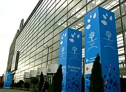 Der Eingangsbereich zur Messe während der UN-Klimakonferenz in Posen 2008