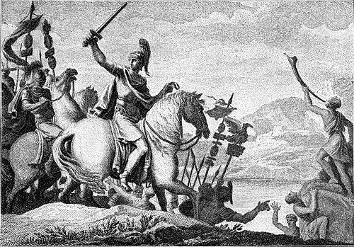 Caesar überschreitet den Rubikon, Historienbild nach einem ungenannten Gemälde