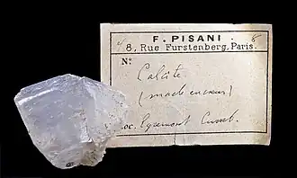 Beschriftung von Pisani: Calcit – Zwillingsflächen nach [1011], Egremond, Cumberland