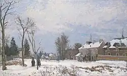 Le Relais de poste sur la route de Versailles, Louveciennes, effet de neige