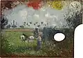 Palette de l’artiste avec charrette et paysans