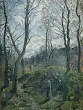 Paysage avec de grands arbres