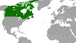 Lage von Kanada und Portugal