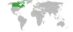 Lage von Kanada und Vereinigtes Königreich