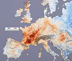 Hitzewelle 2003: Anomalie Jahr 2003 zum Jahr 2001