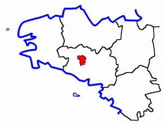 Lage des Kantons Baud auf der bretonischen Halbinsel