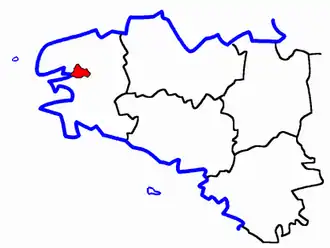 Lage des Kantons Daoulas in der Bretagne