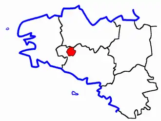 Lage des Kantons Guémené-sur-Scorff in der Bretagne