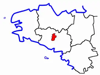 Lage des Kantons Locminé in der Bretagne