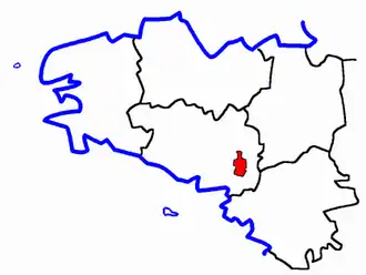 Lage des Kantons Rochefort-en-Terre in der Bretagne