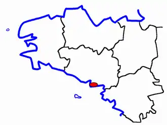 Lage des Kantons Sarzeau in der Bretagne