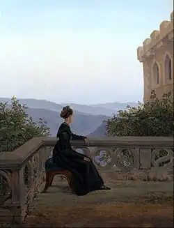 Mischform: Porträt, Architektur und Landschaft. Carl Gustav Carus: Frau auf dem Söller, 1824.