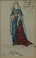 Hofdame; u.: Bm 84, Hofdame,; o.: Einzelfarben: Blau, roth, weiß, gelb