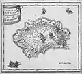 Roches Islet (rechts) und Réunion auf der Karte von 1661