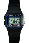 Typische preisgünstige Digitaluhr, Casio F-91W, erschienen 1989