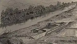 Castle Morgan, Cahaba, Alabama, 1863–65. Drawn from memory by Jesse Hawes