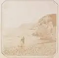 Thereza Dillwyn Llewelyn in Caswell Bay mit Teleskop. Fotograf:John Dillwyn Llewelyn