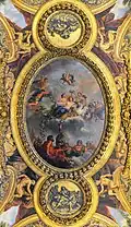 Blumengirlanden im Deckengemälde und aus Stuck im Salon der Venus in Schloss Versailles