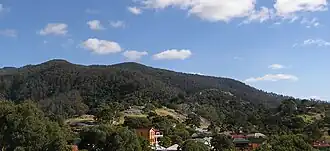 Mount Gulaga und davor der Ort Tilba