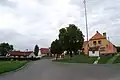 Blick auf Häuser von einer Straße