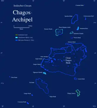Karte des Chagos-Archipels mit der Great Chagos Bank