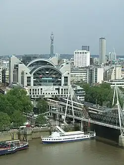 London Charing Cross (Südansicht) vom London Eye aus gesehen