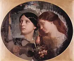 Zwei Frauen mit Blumenstrauss, 1850
